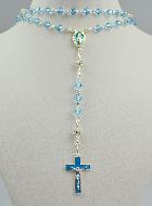 Chapelet en Cristal Bleu Clair & Diamants - Argent