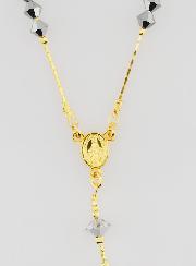 Chapelet en Cristal Noir -  Plaqué Or 18 Carats