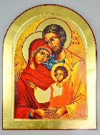 Grande Icône Byzantine Arrondie - Sainte Famille de Nazareth - 40cm