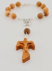 Bracelet Dizainier en Bois d'Olivier & Croix de Tau