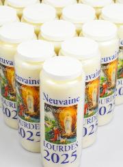 Lot de 20 Bougies de Neuvaine Prière à Lourdes 2025 - 17.5cm