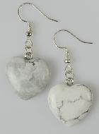 Boucles d'Oreilles Coeur Howlite 20mm
