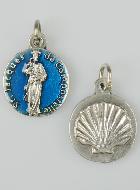Médaille Pèlerin de Compostelle Argentée & Émail Bleu - 18 mm
