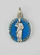 Médaille Pèlerin de Compostelle Argentée & Émail Bleu - 18 mm