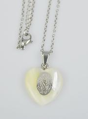 Parure Religieuse Chaîne et Pendentif Coeur & Miraculeuse - Argent