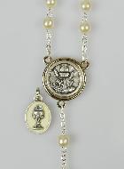 Chapelet en Perles - Communion +  Médaille St Michel - Argenté