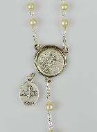 Chapelet en Perles - Communion +  Médaille St Michel - Argenté