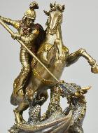 Statue Religieuse de Saint Georges en Bronze - 22cm