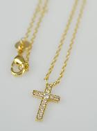 Collier Croix Diamant - Plaqué Or 18k