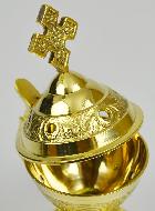Brûle-Encens en Laiton Ciselé avec Croix - 13cm