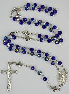 Chapelet en Perles Chromées & Médaille Miraculeuse - Bleu Nuit