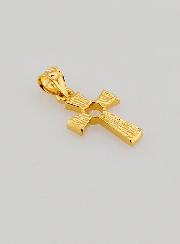 Pendentif Croix en Plaqué Or 18 Carats - Coeur Rose
