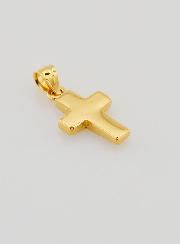 Pendentif Croix en Plaqué Or 18 Carats - Émail Bleu