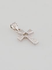 Pendentif Croix en Argent Massif - Coeur Rose