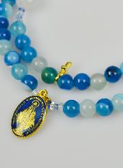 Chapelet en Pierre Naturelle d'Agate Bleue - Médaille Miraculeuse