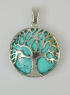 Pendentif Arbre de Vie & Pierre de Turquoise - Argenté