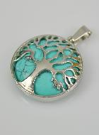 Pendentif Arbre de Vie & Pierre de Turquoise - Argenté