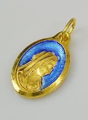 Médaille Vierge Marie Dorée Or 24 Carats - 25mm