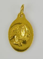 Médaille Vierge Marie Dorée Or 24 Carats - 25mm