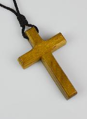 Croix d'Aube en Bois Foncé & Cordon Noir