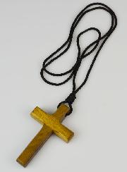 Croix d'Aube en Bois Foncé & Cordon Noir