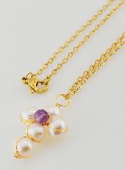 Collier Religieux Croix de Nacre & Améthyste
