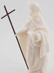 Statue de Saint-Jacques de Compostelle en Albâtre Blanc  - 17cm