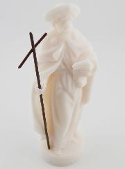 Statue de Saint-Jacques de Compostelle en Albâtre Blanc  - 17cm
