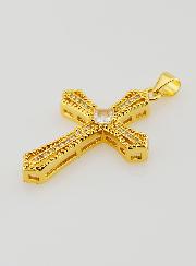 Pendentif Croix Baroque Strass - 30mm