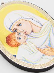 Icone Ovale Portrait - Vierge de Tendresse au Voile Blanc 15cm