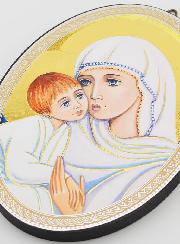 Icone Ovale Portrait - Vierge de Tendresse au Voile Blanc 15cm
