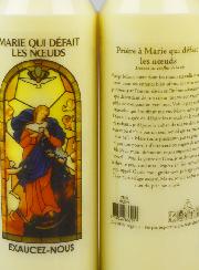 Bougie Neuvaine Marie qui Défait les Noeuds avec Prière au dos