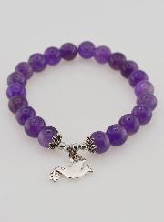 Bracelet Religieux en Pierres Naturelles d'Améthyste - Colombe de Paix