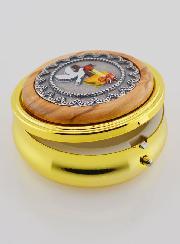 Grande Custode à Hostie Métal et Bois d'Olivier - Communion