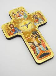 Croix Icône en Bois Sainte Trinité - 18cm