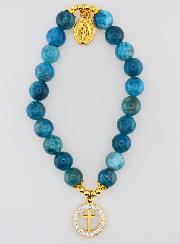 Bracelet en Pierre Naturelle d'Apatite - Miraculeuse et Croix