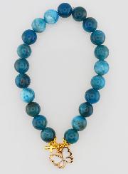Bracelet Religieux en Pierre Naturelle d'Apatite - Papillon & Croix
