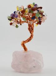 Arbre de Vie 7 Pierres Naturelles & Quartz Rose - 12cm