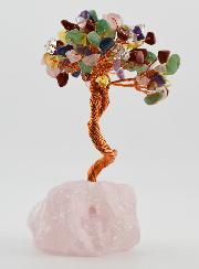 Arbre de Vie 7 Pierres Naturelles & Quartz Rose - 12cm