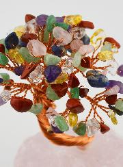 Arbre de Vie 7 Pierres Naturelles & Quartz Rose - 12cm
