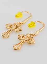 Boucles d'Oreilles Croix Baroque en Plaqué Or  - 34mm