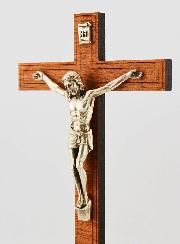 Crucifix en bois et Christ Argenté - 16 cm
