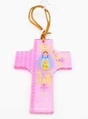 Croix de Baptême en Verre - Vierge de Tendresse