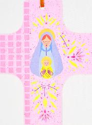 Croix de Baptême en Verre - Vierge de Tendresse
