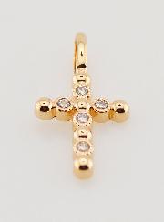 Pendentif Croix Plaqué Or & Zircons - 15mm