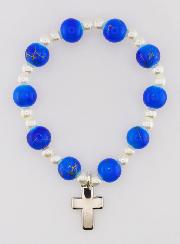 Bracelet Religieux Enfant & Croix - Bleu Foncé