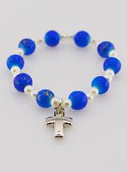 Bracelet Religieux Enfant & Croix - Bleu Foncé