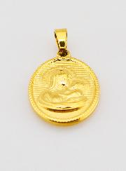 Médaille Vierge à l'Enfant en Inox Doré - 21mm