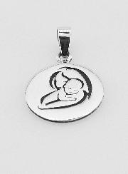 Médaille de Baptême en Argent 13mm - Vierge à l'Enfant