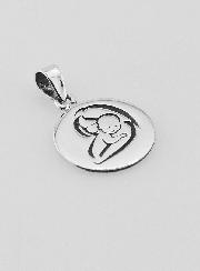 Médaille de Baptême en Argent 13mm - Vierge à l'Enfant